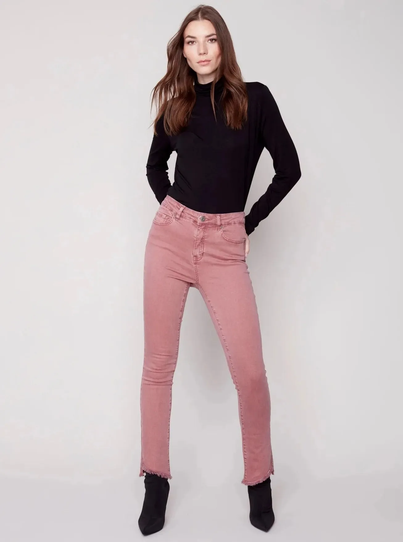 Assymetrical Hem Bootcut Pant [Framboise/Raspberry-C5429]