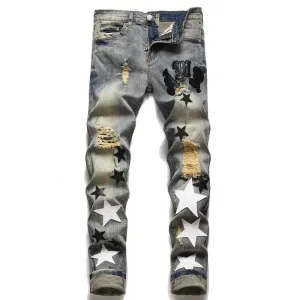 Blavra High Street Ripped Star Slim Fit Jeans
