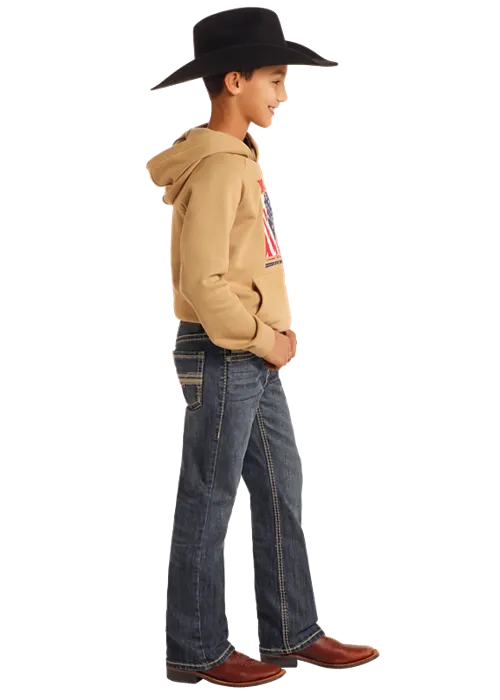 Boy's Rock & Roll Denim Barbed Wire Stitch Bootcut Jeans BB0BD05580