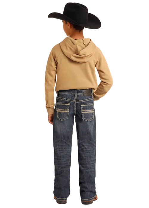 Boy's Rock & Roll Denim Barbed Wire Stitch Bootcut Jeans BB0BD05580