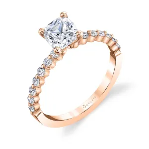 Cushion Cut Classic Engagement Ring - Athena 18k Gold Rose