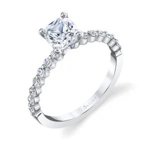 Cushion Cut Classic Engagement Ring - Athena 18k Gold White