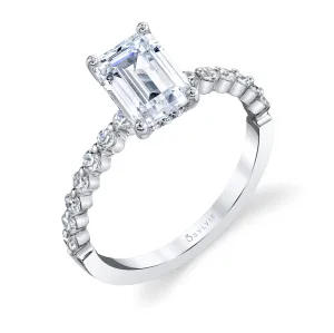 Emerald Cut Classic Engagement Ring - Athena Platinum White