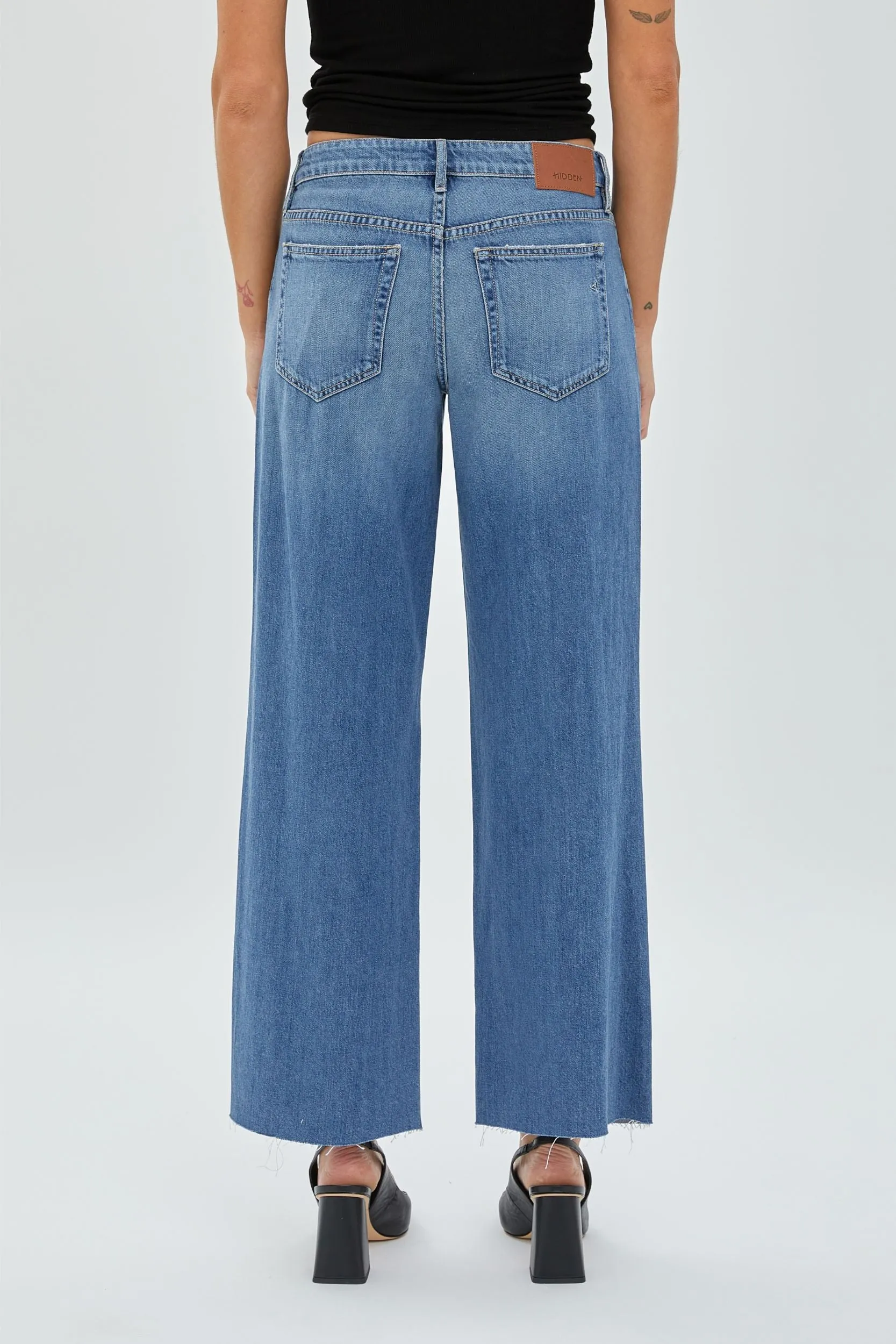 Hidden Nori High Waist Crop Wide Leg Jean 27 Inseam In Medium Dark