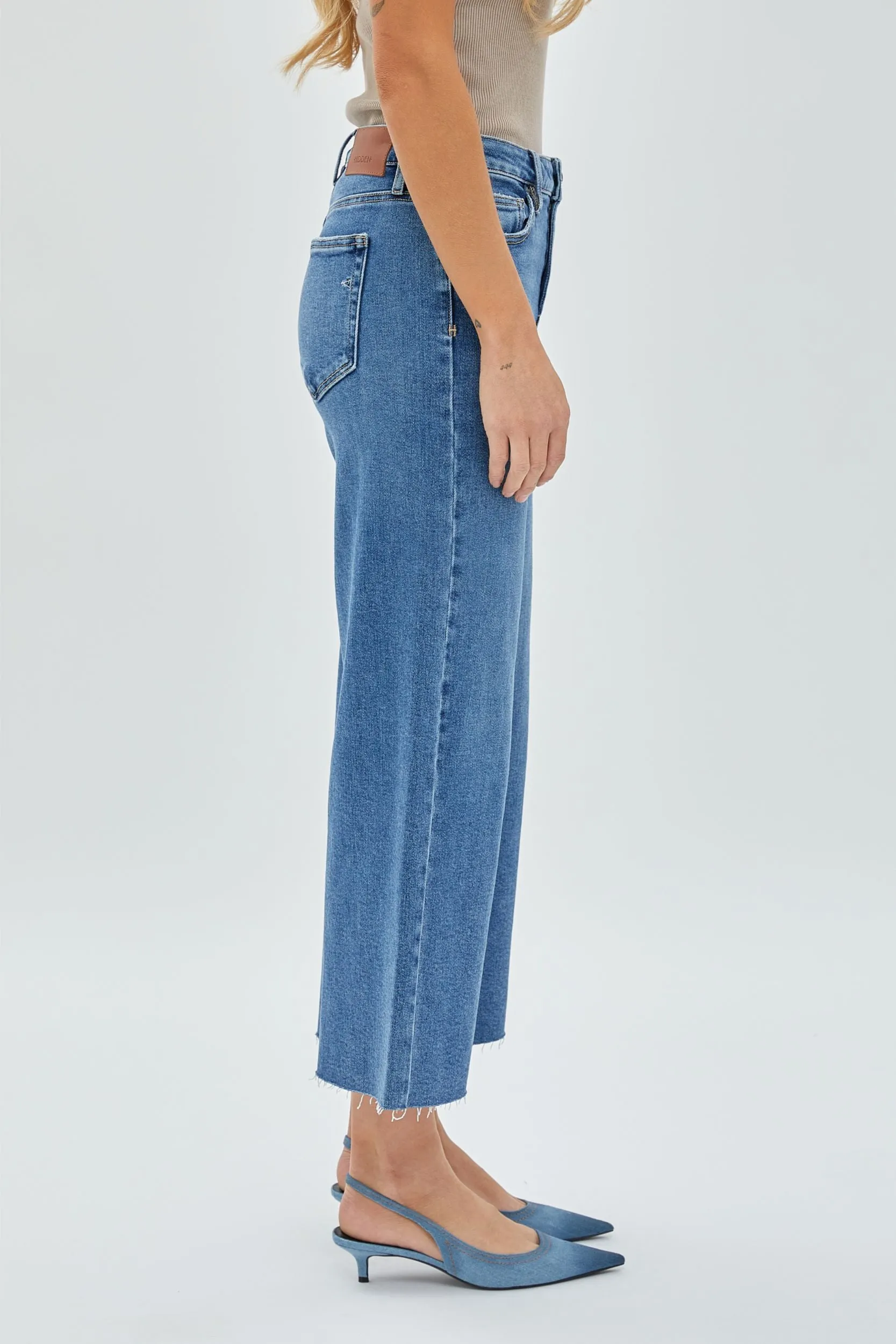 Hidden Nori High Waist Crop Wide Leg Jean 27 Inseam In Medium Dark