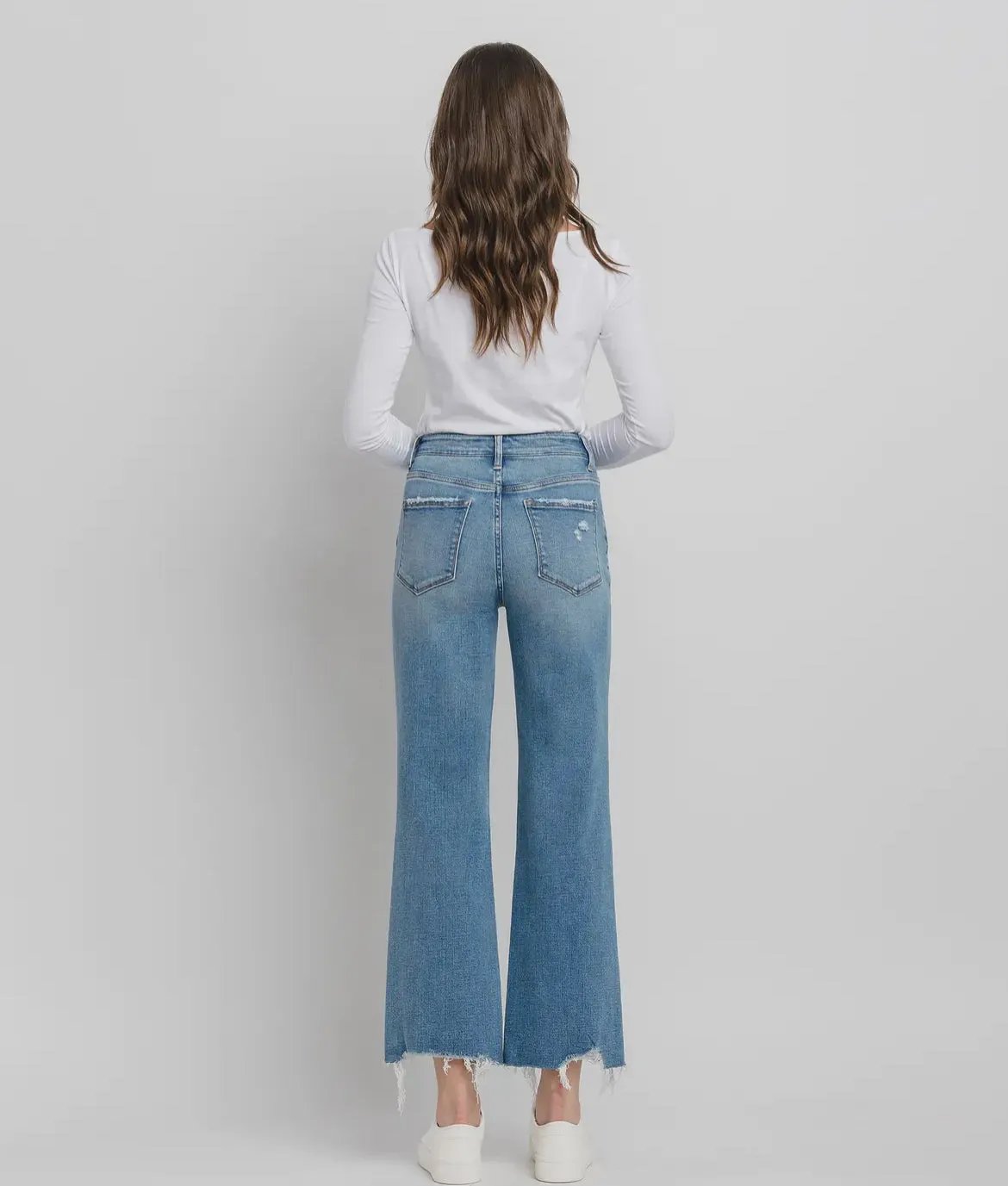 High Rise Distressed Hem Jeans