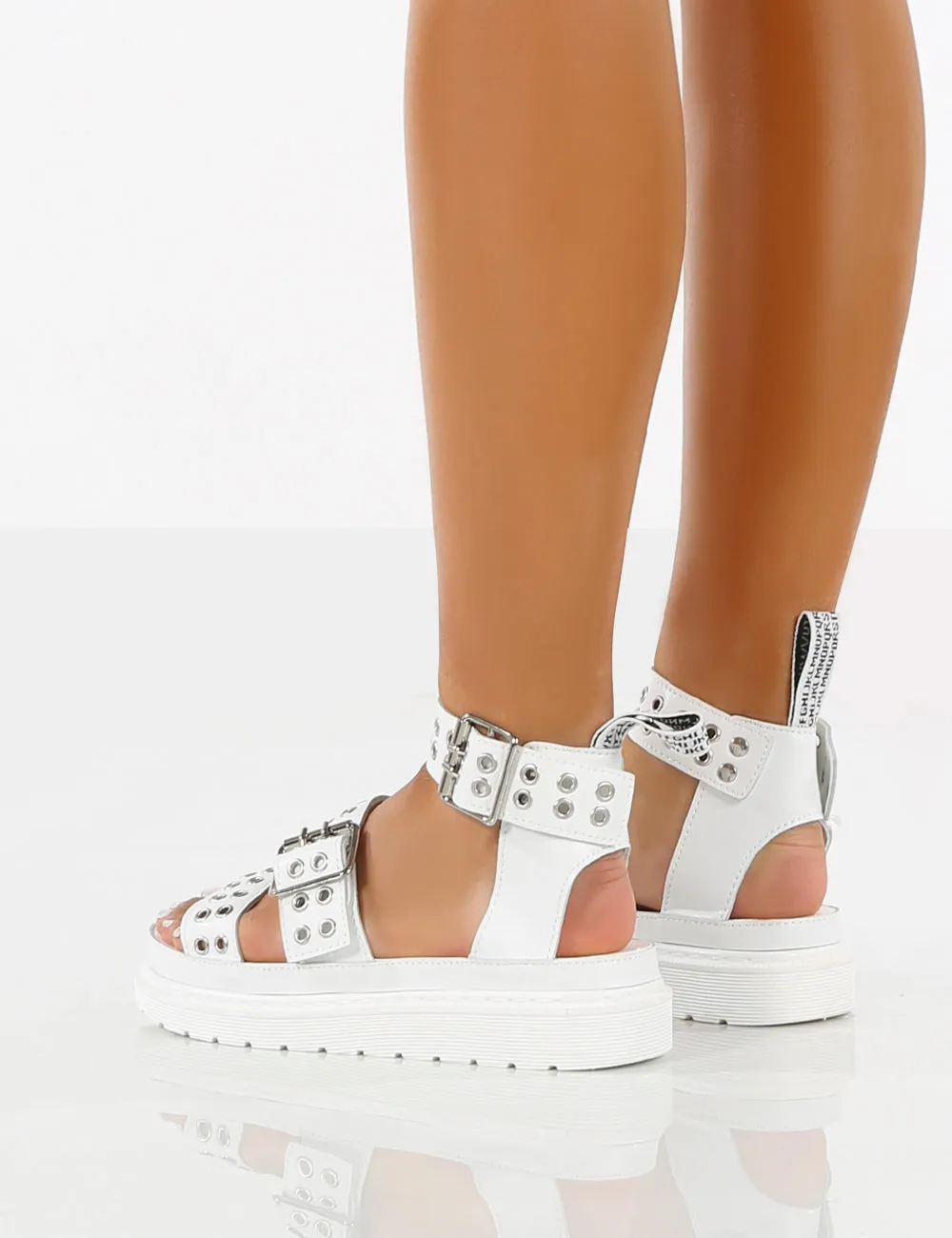 Hype White Chunky Studded Sandals