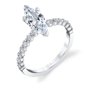 Marquise Cut Classic Engagement Ring - Athena 18k Gold White