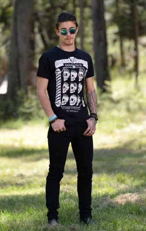 Men's Black Denim Jeans  Skinny Frayed Knee