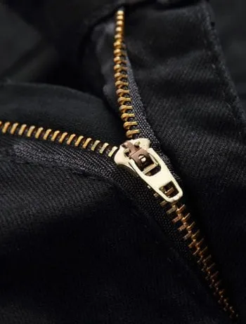 Mens Jeans  Black Jogger Style Jeans  Distressed with Zipper detail
