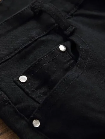Mens Jeans  Black Jogger Style Jeans  Distressed with Zipper detail