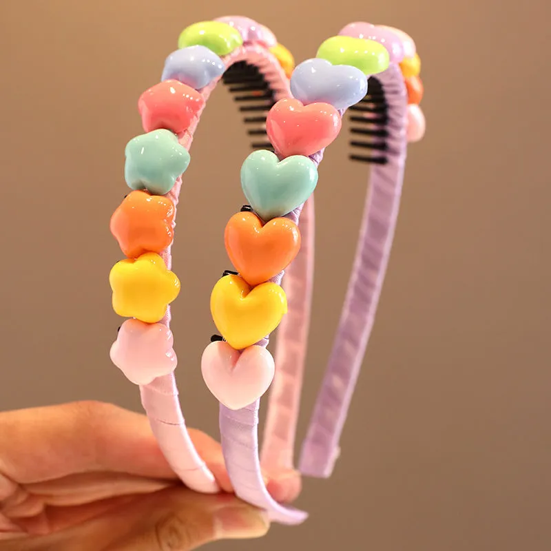 New Girls Sweet Heart Star Flower Hair Hoops 123Pack