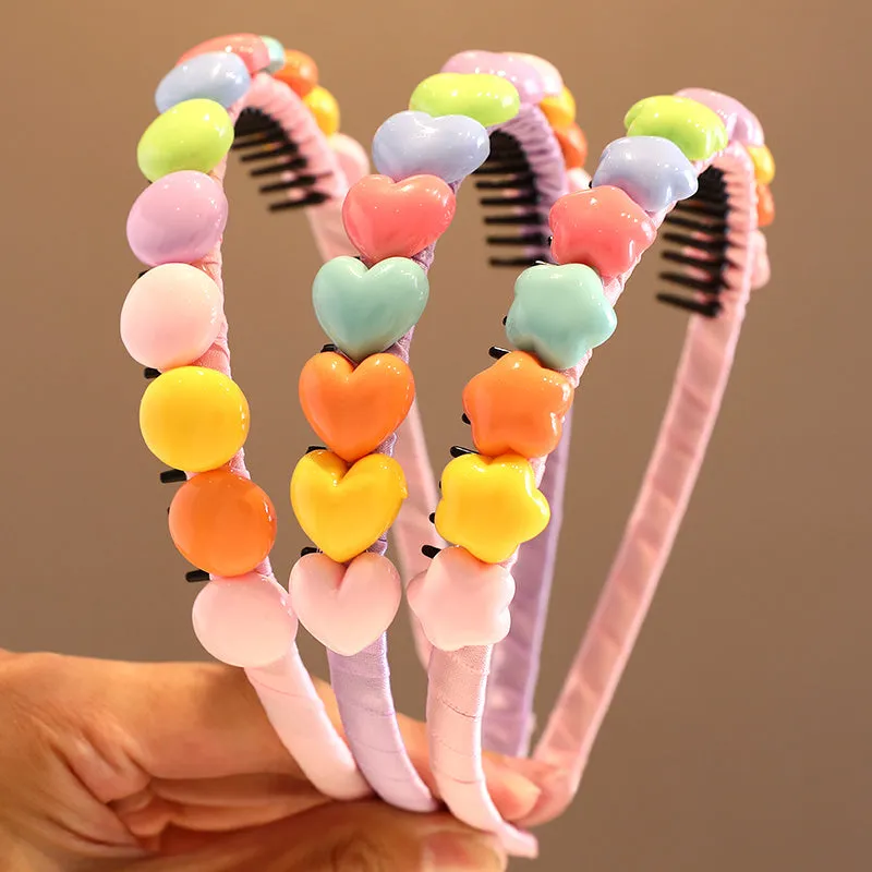 New Girls Sweet Heart Star Flower Hair Hoops 123Pack