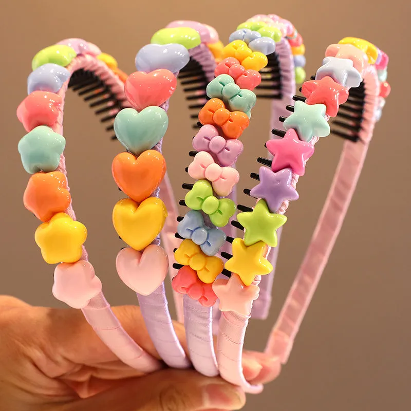 New Girls Sweet Heart Star Flower Hair Hoops 123Pack