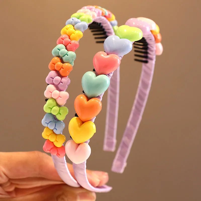 New Girls Sweet Heart Star Flower Hair Hoops 123Pack