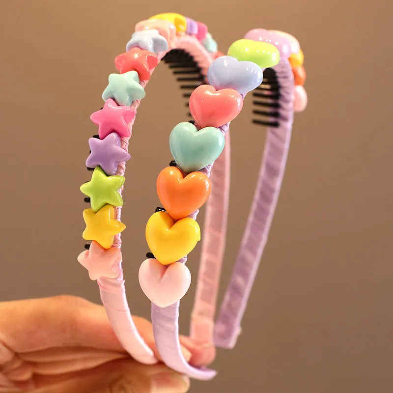New Girls Sweet Heart Star Flower Hair Hoops 123Pack
