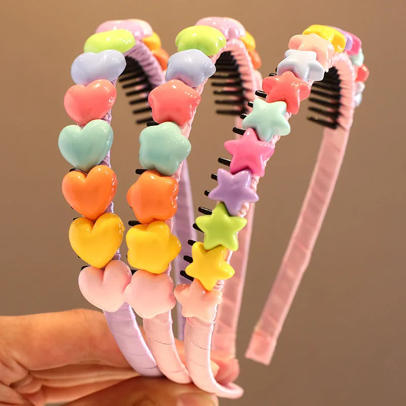 New Girls Sweet Heart Star Flower Hair Hoops 123Pack