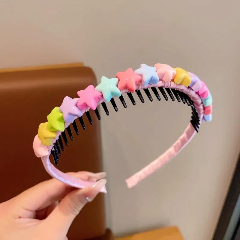 New Girls Sweet Heart Star Flower Hair Hoops 123Pack