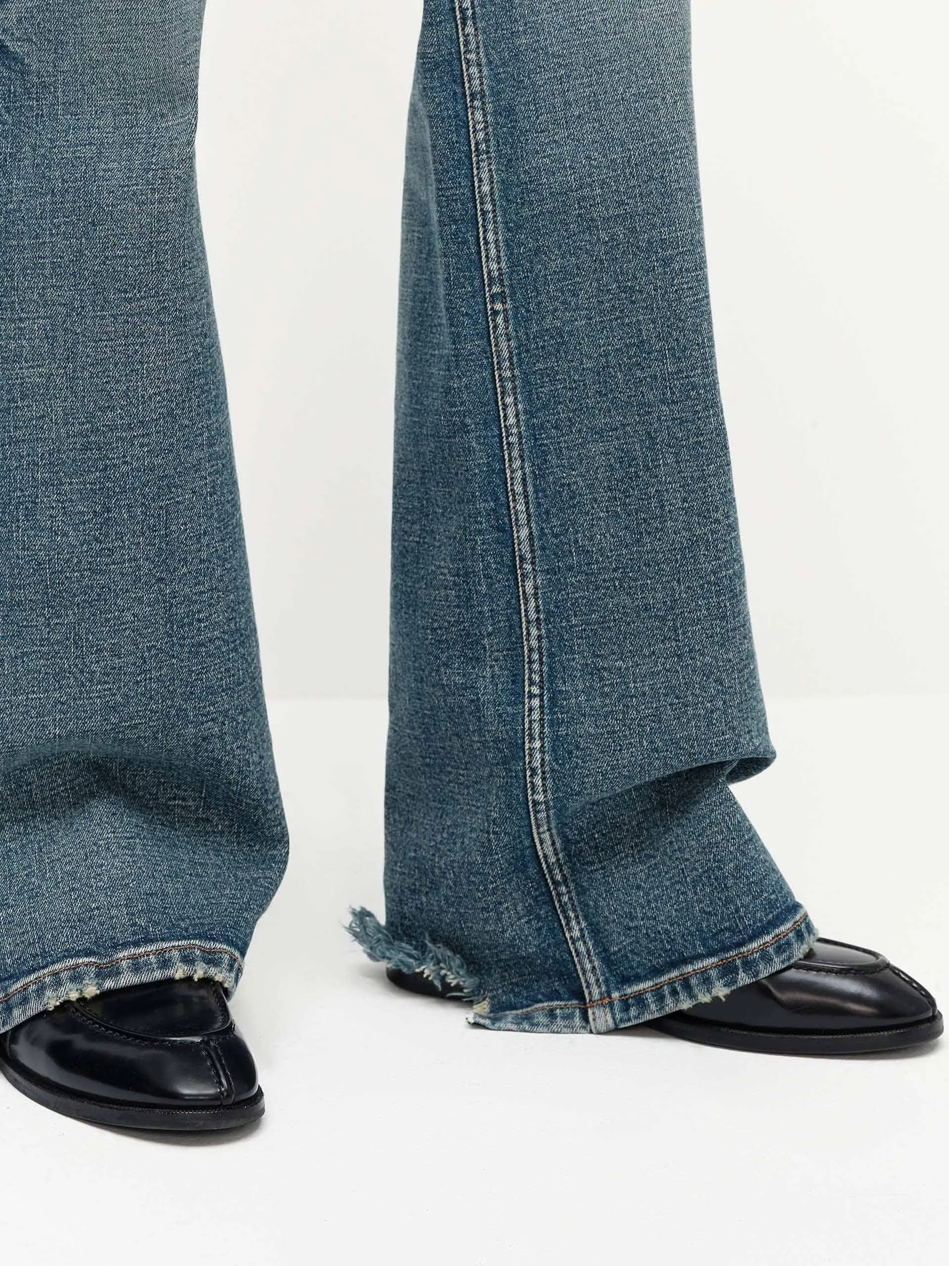 Ripped Hem Cotton Jeans
