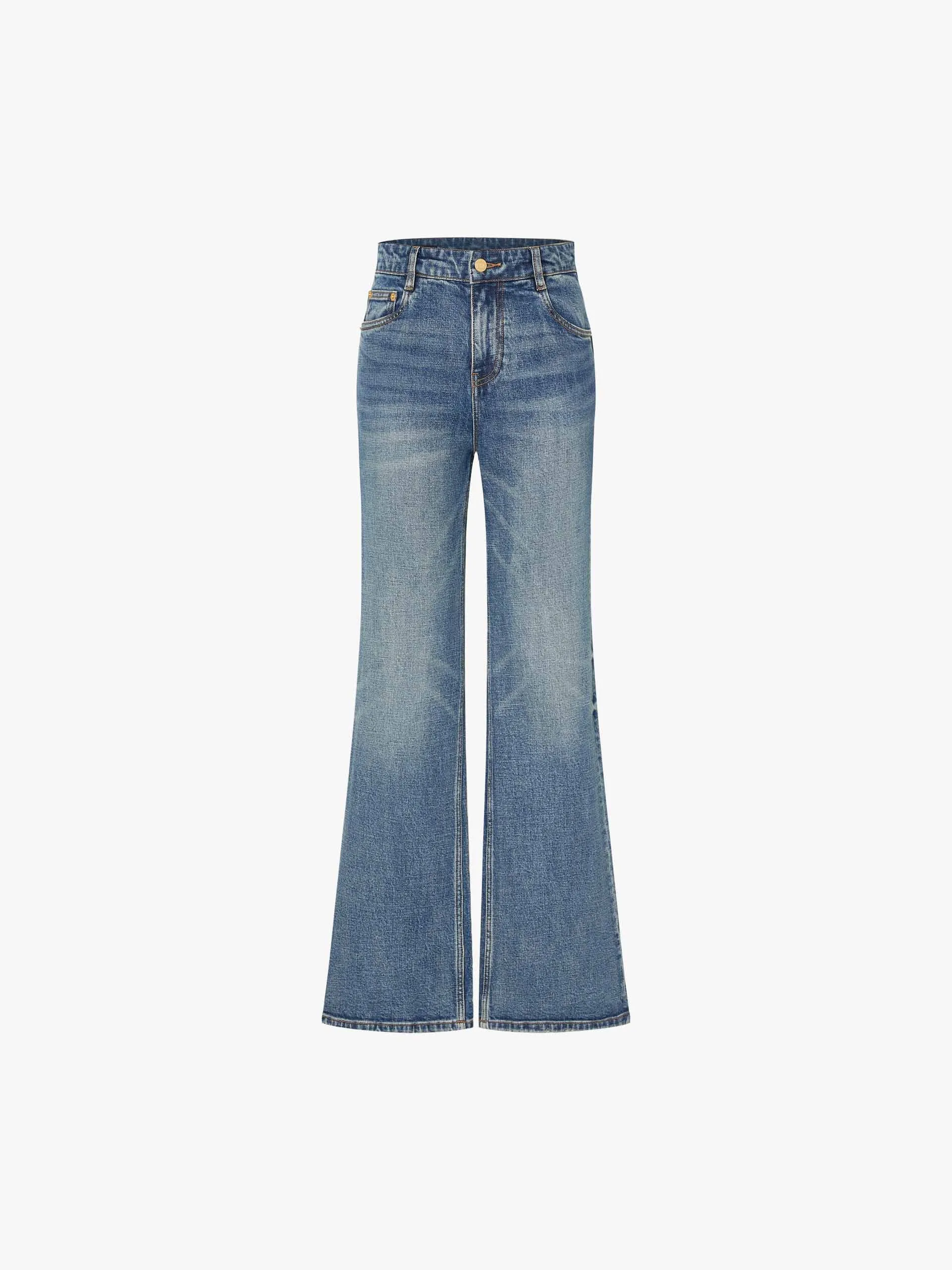 Ripped Hem Cotton Jeans