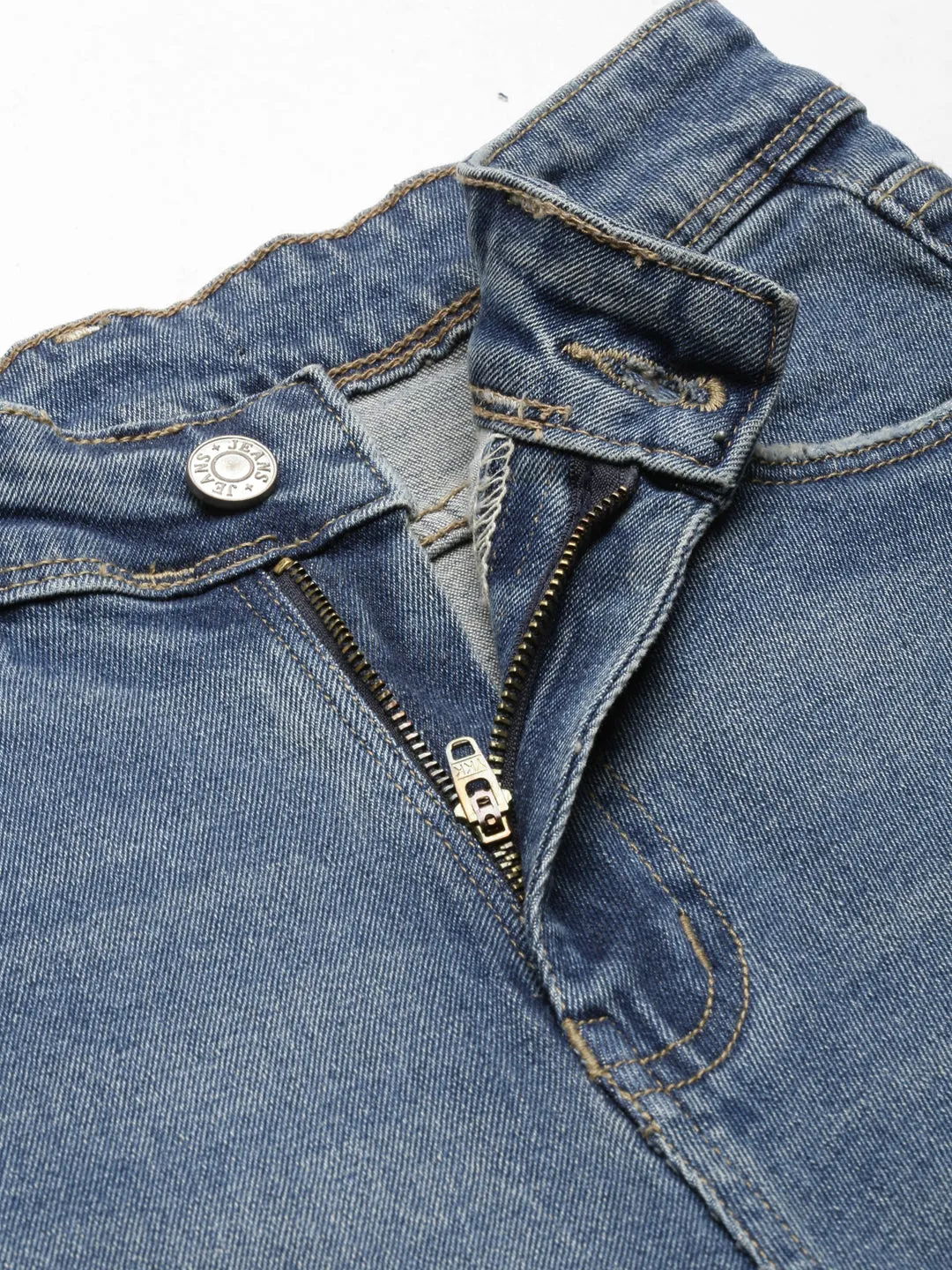 Women Blue Mid Rise Bootcut Light Fade Acid Wash Denim Jeans