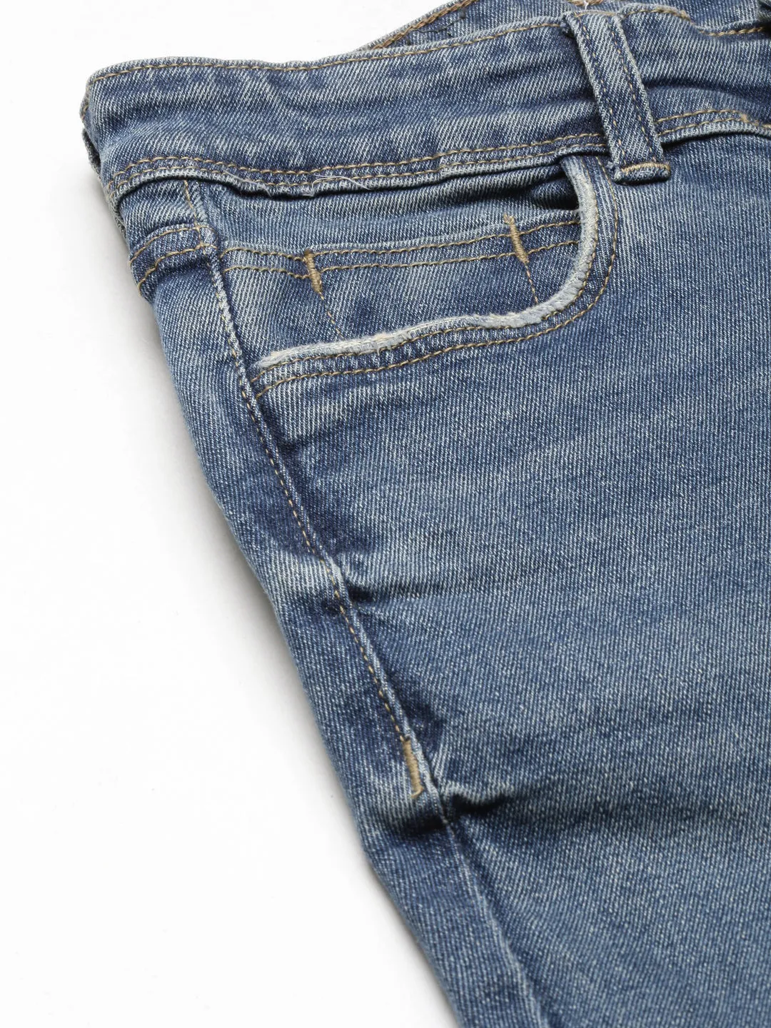 Women Blue Mid Rise Bootcut Light Fade Acid Wash Denim Jeans
